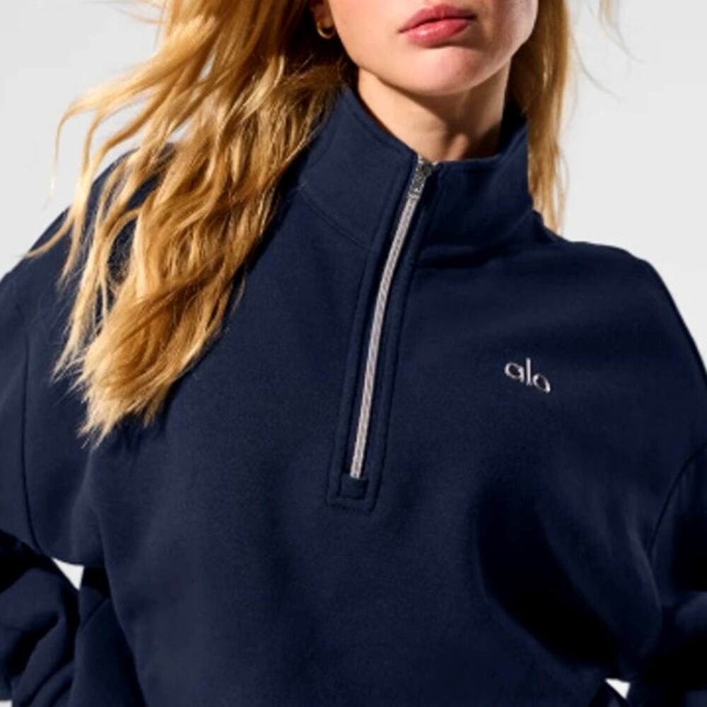 Alo Yoga Accolade 1/4 Zip Pullover Hoodie Navy Size XL